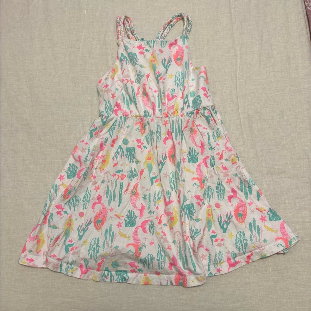 Isaac Mizrahi Girls Neon Mermaid Print Summer Dress w/Braided Straps